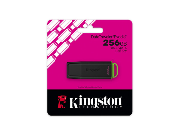 Unidad Flash USB 3.2 Gen 1 Kingston DataTraveler Exodia de 256GB. Color Negro.
