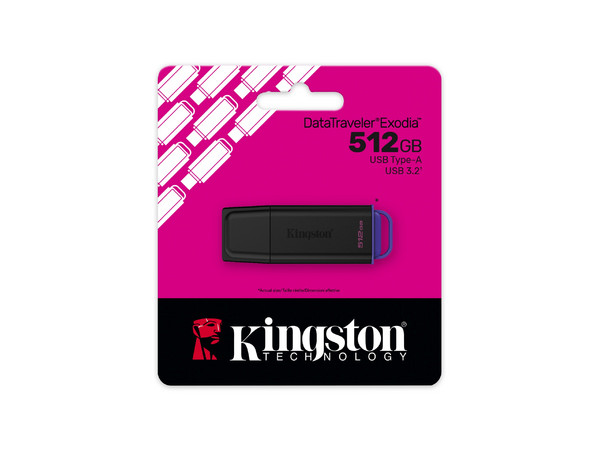 Unidad Flash USB 3.2 Gen 1 Kingston DataTraveler Exodia de 512GB. Color Negro.
