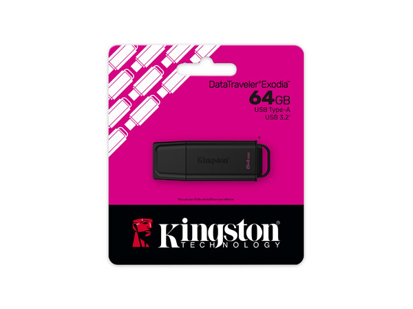 Unidad Flash USB 3.2 Gen 1 KINGSTON DataTraveler Exodia de 64GB. Color Negro.