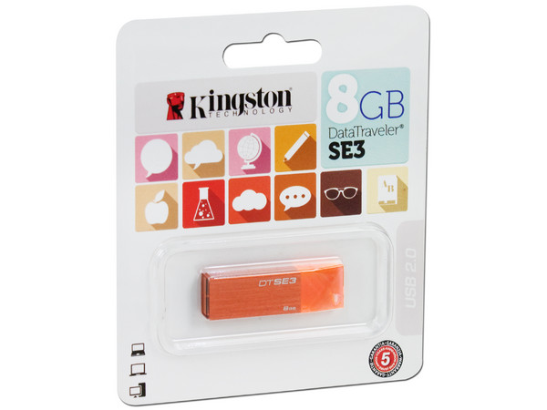 Unidad Flash USB 2.0 Kingston DataTraveler SE3 de 8GB.