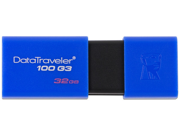 Unidad Flash USB 3.0 Kingston DataTraveler 100 G3 de 32 GB, Color Azul.