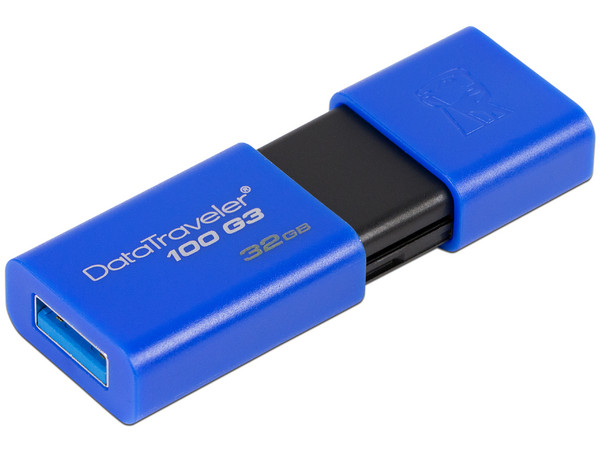 Unidad Flash USB 3.0 Kingston DataTraveler 100 G3 de 32 GB, Color Azul.