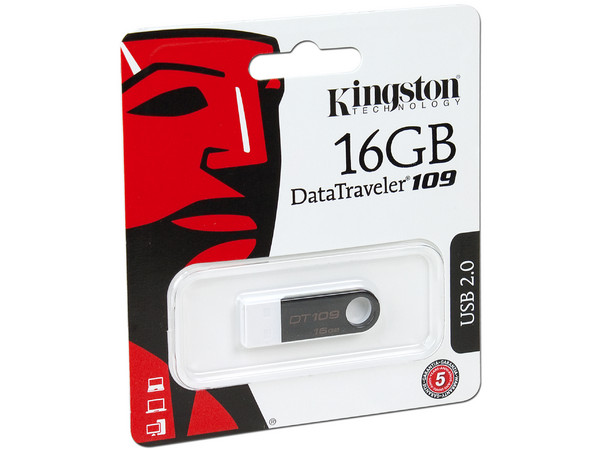 Unidad Flash USB 2.0 Kingston DataTraveler 109 de 16GB. Color Negra