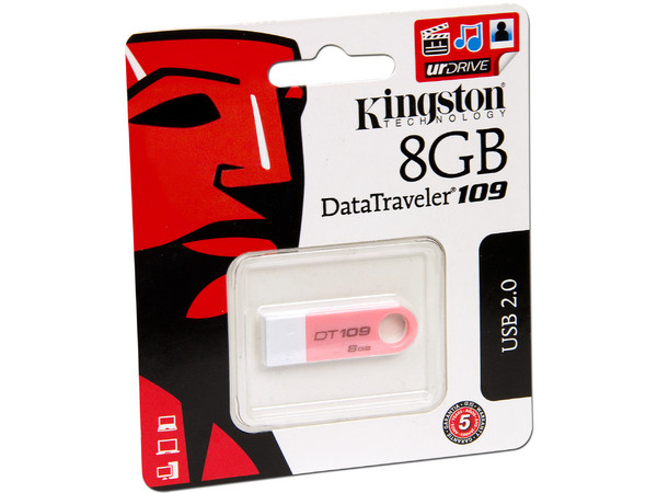 Unidad Flash USB 2.0 Kingston DataTraveler 109 de 8 GB. Color Rosa