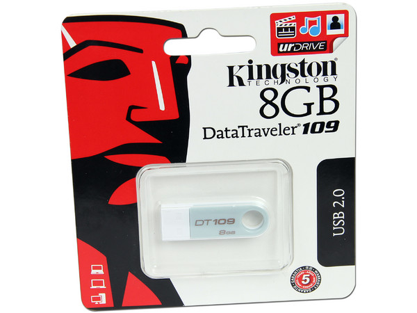 Unidad Flash USB 2.0 Kingston DataTraveler 109 de 8GB. Color Plata
