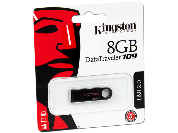 Unidad Flash USB 2.0 Kingston DataTraveler 109 de 8GB. Color Negra