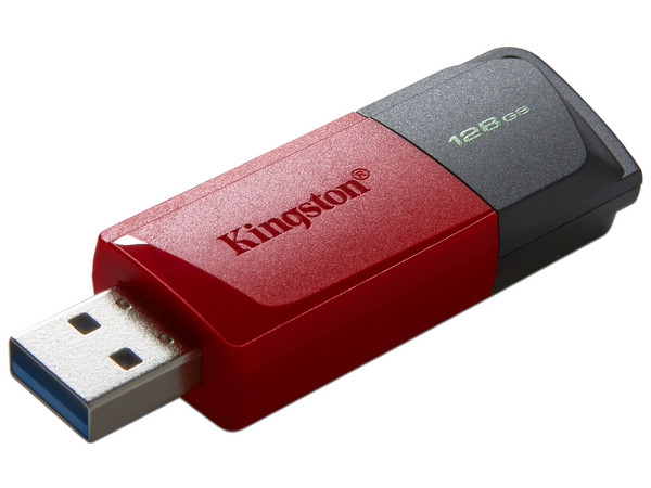 Kingston DataTraveler Exodia M, Memoria Flash USB 128GB, USB 3.2 Gen 1, Tapa Deslizante, Negro con Rojo.