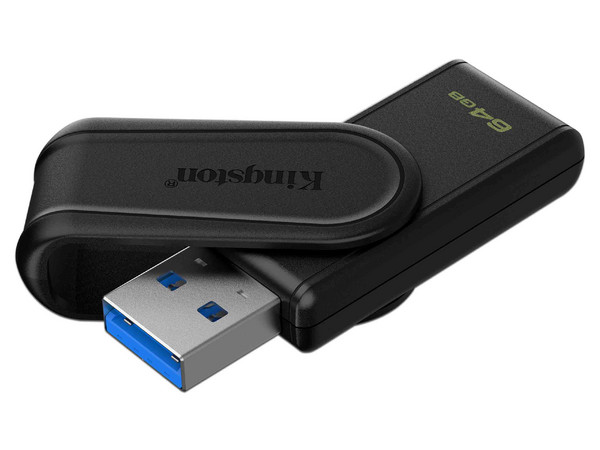 Memoria USB Kingston DataTraveler, 64 GB, 3.2 Gen 1, Color Negro.