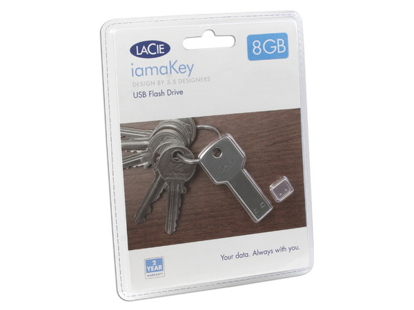 Unidad Flash USB 2.0 Lacie iamaKey de Resistente Diseño Metálico de 8GB