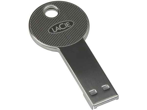 Unidad Flash USB 2.0 Lacie CooKey de 32 GB, resistente diseño metálico.