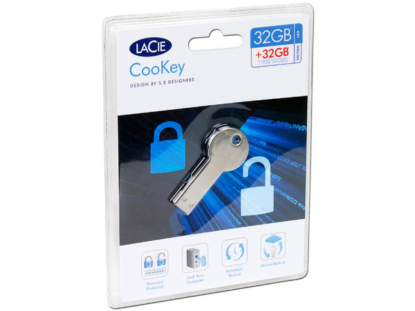 Unidad Flash USB 2.0 Lacie CooKey de 32 GB, resistente diseño metálico.