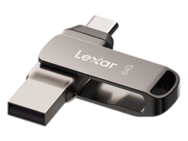 Unidad Flash USB 3.1 Lexar JumpDrive Dual Drive D400 de 64GB, USB-C y USB-A.