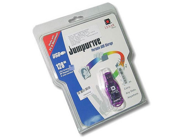 Unidad de almacenamiento portátil Jump Drive 128MB, USB.