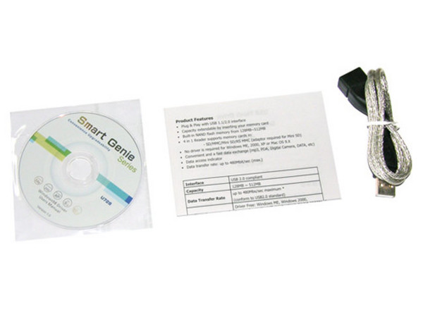 Smart Genie USB 2, Lee tarjetas SD, MMC y RS-MMC de hasta 512MB