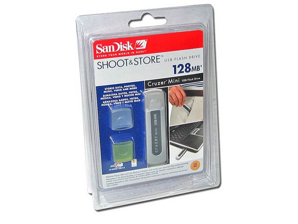 Unidad de almacenamiento portátil SanDisk Cruzer Mini de 128MB, USB 2.0