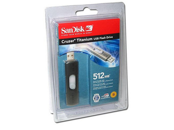 Unidad de almacenamiento portátil SanDisk Cruzer Titanium de 512MB, USB 2.0