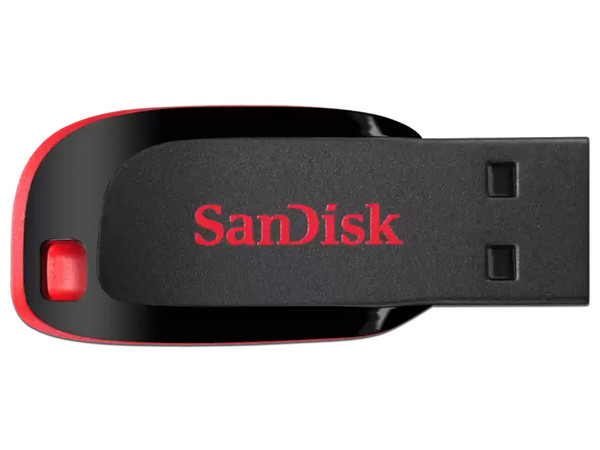Unidad Flash USB 2.0 SANDISK Cruzer Blade Z50 de 16GB, USB-A, Color Negro/Rojo.