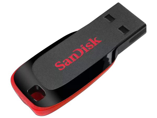 Unidad Flash USB 2.0 SANDISK Cruzer Blade Z50 de 16GB, USB-A, Color Negro/Rojo.