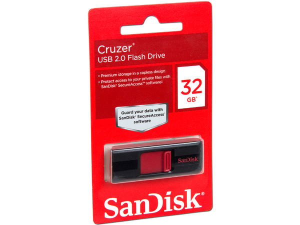 Unidad Flash USB 2.0 SanDisk Cruzer de 32 GB.