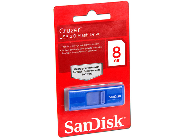 Unidad Flash USB 2.0 SanDisk Cruzer de 8GB. Color Azul