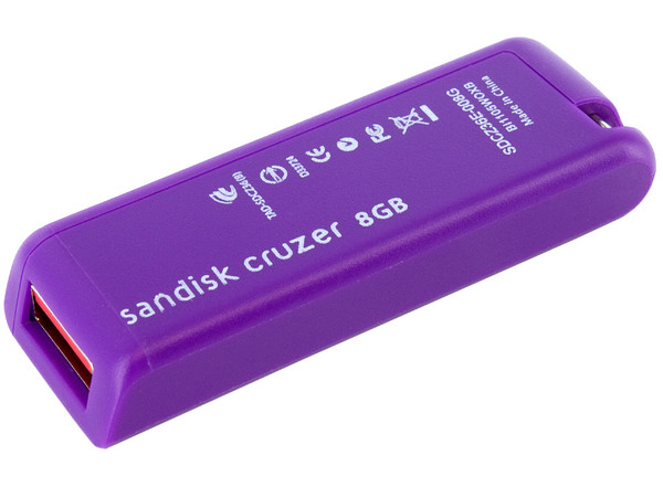 Unidad Flash USB 2.0 SanDisk Cruzer de 8GB. Color Morado 