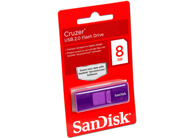 Unidad Flash USB 2.0 SanDisk Cruzer de 8GB. Color Morado 