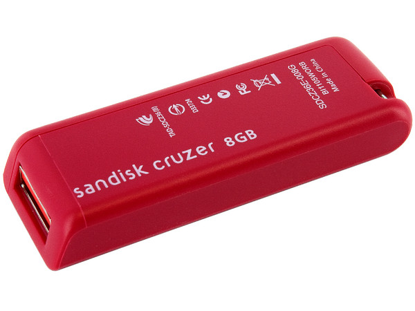 Unidad Flash USB 2.0 SanDisk Cruzer de 8GB. Color Rojo 