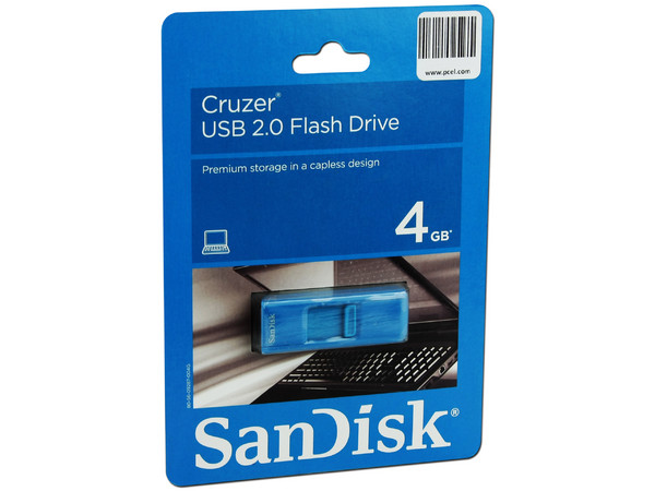 Unidad Flash USB 2.0 SanDisk Cruzer de 4GB. Color Celeste