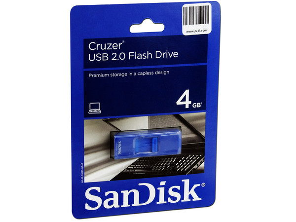 Unidad Flash USB 2.0 SanDisk Cruzer de 4GB. Color Azul
