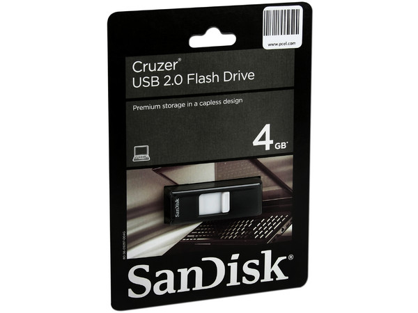 Unidad Flash USB 2.0 SanDisk Cruzer de 4GB. Color Negro