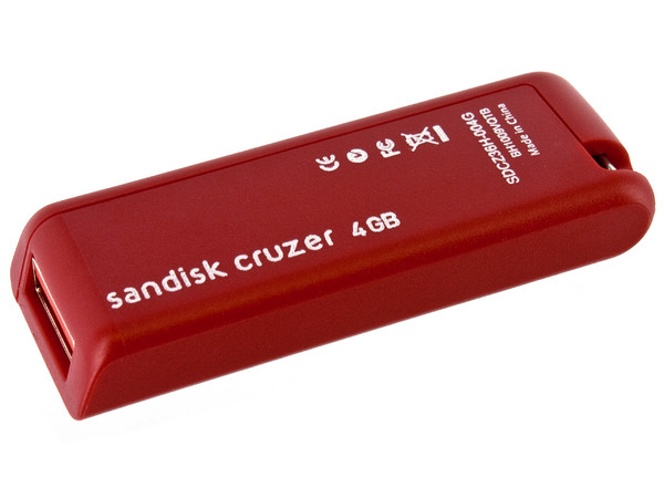 Unidad Flash USB 2.0 SanDisk Cruzer de 4GB. Color Roja