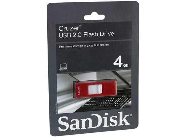 Unidad Flash USB 2.0 SanDisk Cruzer de 4GB. Color Roja