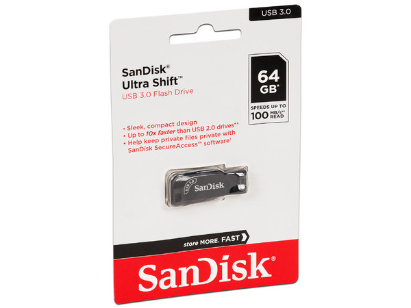 Unidad Flash USB 3.0 SanDisk Shift de 64GB.