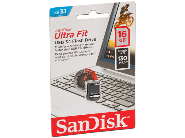 Unidad Flash Sandisk ultra fit USB 3.0 de 16 GB.