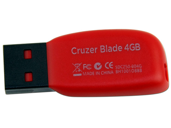 Unidad Flash USB 2.0 SanDisk Cruzer Blade de 4GB.