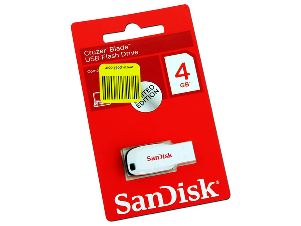 Unidad Flash USB 2.0 SanDisk Cruzer Blade de 4GB, Color Blanca