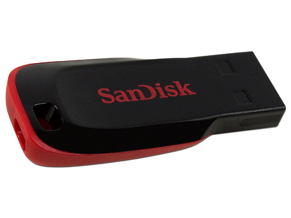 Unidad Flash USB 2.0 SanDisk Cruzer Blade de 64GB.