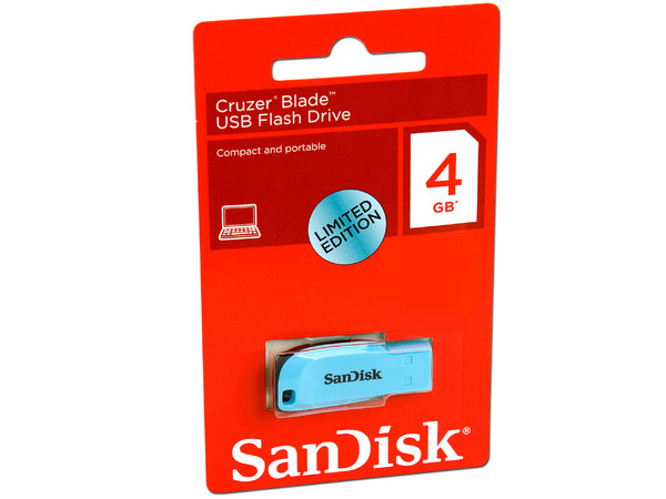 Unidad Flash USB 2.0 SanDisk Cruzer Blade de 4GB, Color Celeste