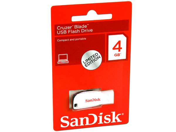 Unidad Flash USB 2.0 SanDisk Cruzer Blade de 4GB, Color Blanca
