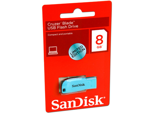 Unidad Flash USB 2.0 SanDisk Cruzer Blade de 8GB, Color Celeste