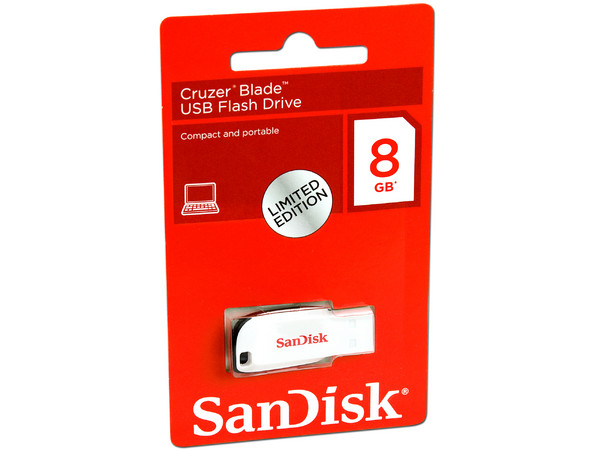 Unidad Flash USB 2.0 SanDisk Cruzer Blade de 8GB, Color Blanca