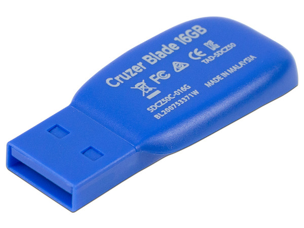 Unidad Flash USB 2.0 SanDisk Cruzer Blade de 16 GB. Color Azul.