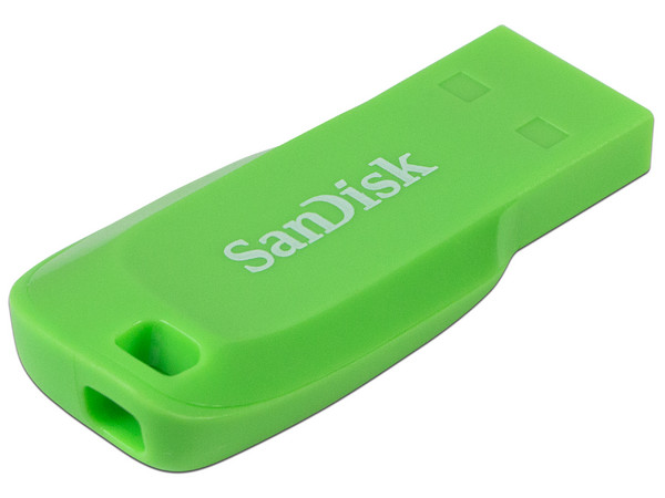 Unidad Flash USB 2.0 SanDisk Cruzer Blade de 16 GB. Color verde.