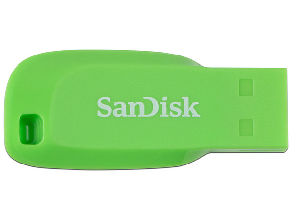 Unidad Flash USB 2.0 SanDisk Cruzer Blade de 16 GB. Color verde.