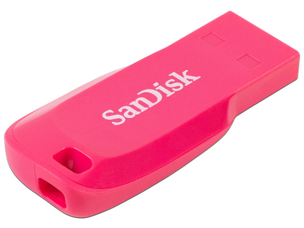 Unidad Flash USB 2.0 SanDisk Cruzer Blade de 16 GB. Color rosa.