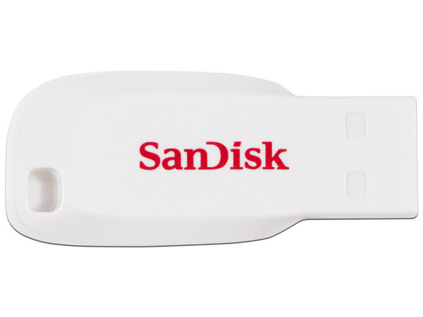 Unidad Flash USB 2.0 SanDisk Cruzer Blade de 16GB, Color Blanca.