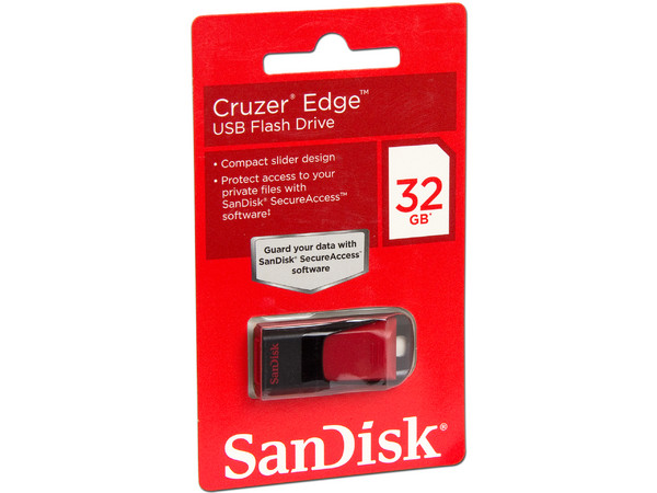 Unidad Flash USB 2.0 SanDisk Cruzer Edge de 32GB.
