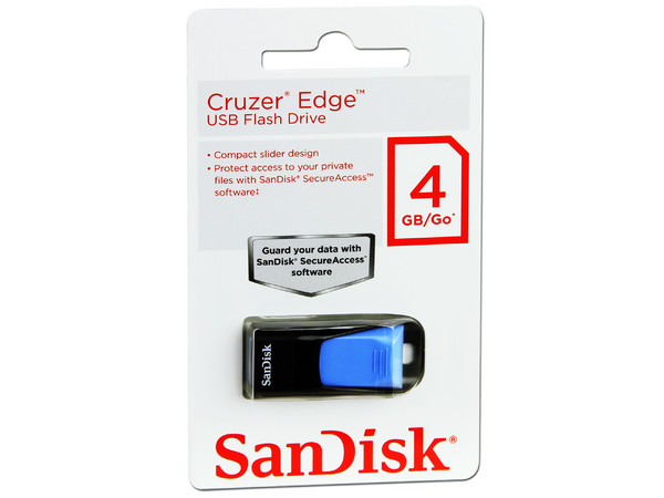 Unidad Flash USB 2.0 SanDisk Cruzer Edge de 4GB. Color Azul