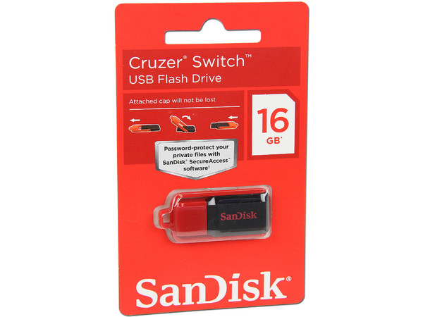 Unidad Flash USB 2.0 SanDisk Cruzer Switch de 16GB.
