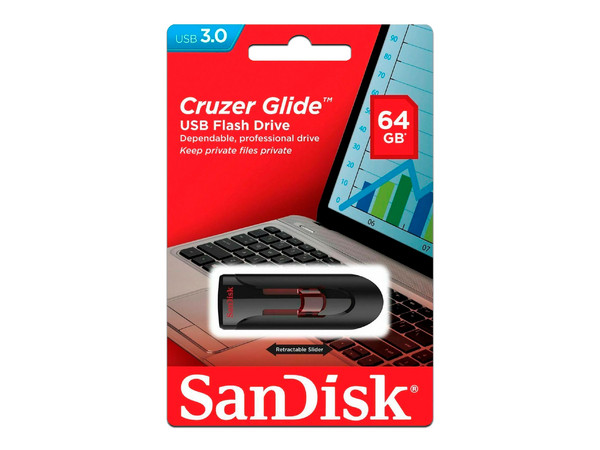 Unidad Flash USB 3.0 SanDisk Cruzer Glide de 64 GB.